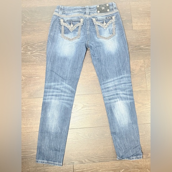 Miss Me Blue Relax Skinny Jeans with Embellished Pockets - Picture 6 of 12